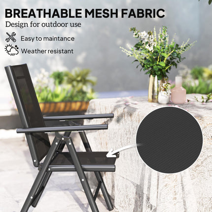 Set of 2 Folding Camping Chairs with Aluminium Frame and Breathable Mesh - Black