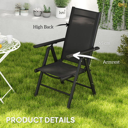 Set of 2 Folding Camping Chairs with Aluminium Frame and Breathable Mesh - Black