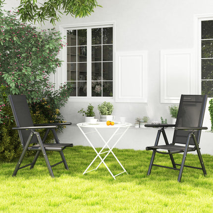 Set of 2 Folding Camping Chairs with Aluminium Frame and Breathable Mesh - Black