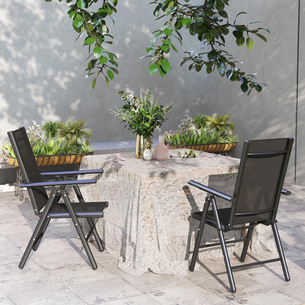 Set of 2 Folding Camping Chairs with Aluminium Frame and Breathable Mesh - Black