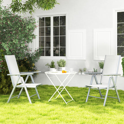 Set of 2 Folding Aluminium Garden Chairs with Mesh Seats - Light Grey
