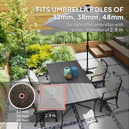 21kg Resin Garden Parasol Base with Wheels for 34, 38, 48mm Poles, Heavy Duty Round Umbrella Stand for Deck & Poolside - Bronze Tone
