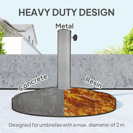 12kg Heavy Duty Resin Garden Parasol Base with Retro Lotus Design - Bronze Tone
