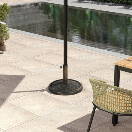 12kg Heavy Duty Resin Garden Parasol Base with Retro Lotus Design - Bronze Tone