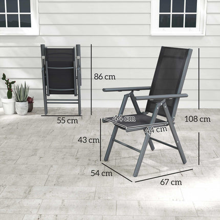 Set of 2 Folding Aluminium Camping Chairs with Breathable Mesh - Dark Grey