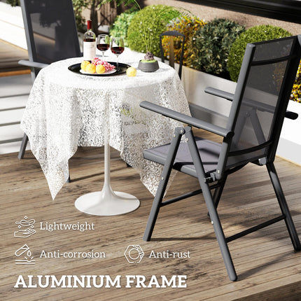 Set of 2 Folding Aluminium Camping Chairs with Breathable Mesh - Dark Grey
