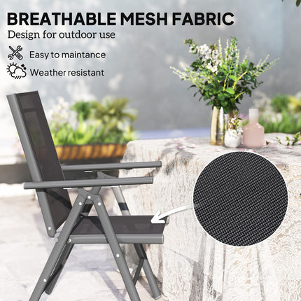 Set of 2 Folding Aluminium Camping Chairs with Breathable Mesh - Dark Grey