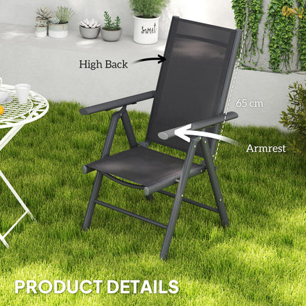 Set of 2 Folding Aluminium Camping Chairs with Breathable Mesh - Dark Grey
