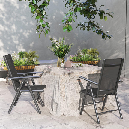 Set of 2 Folding Aluminium Camping Chairs with Breathable Mesh - Dark Grey