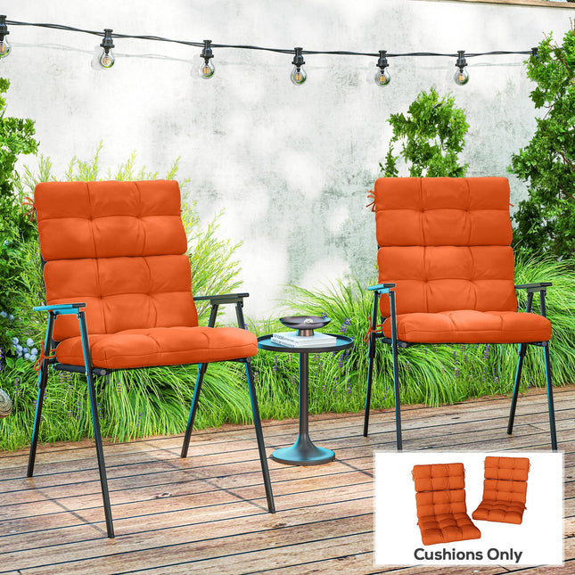 Set of 2 Padded Outdoor Seat and Back Cushions - Orange