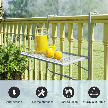 Adjustable Folding Balcony Hanging Table Wall Mount Desk for Patio and Garden - Grey