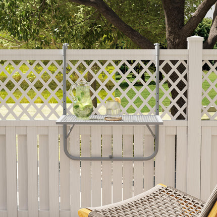 Adjustable Folding Balcony Hanging Table Wall Mount Desk for Patio and Garden - Grey