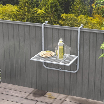 Adjustable Folding Balcony Hanging Table Wall Mount Desk for Patio and Garden - Grey
