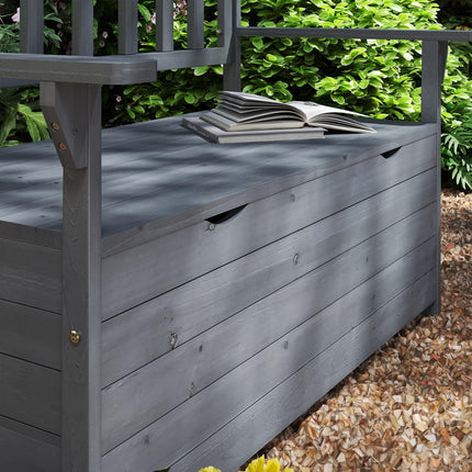 Two-Seater Garden Storage Bench with High Backrest - Grey