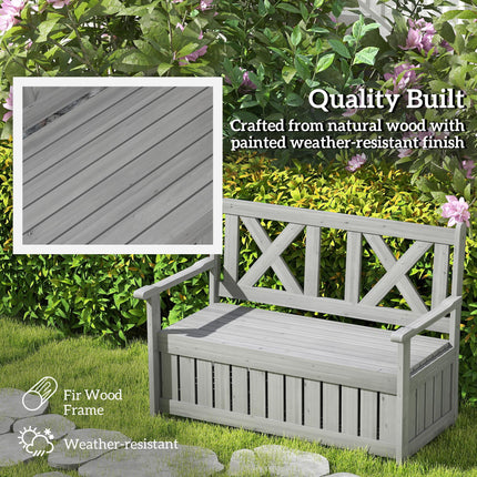 2-Seater Outdoor Garden Storage Bench with Seating for Patio and Porch - Charcoal Grey