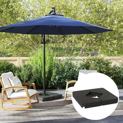 Set of 4 Heavy Duty Umbrella Weights for Cantilever Parasols 64kg Sand or 55kg Water Filled - Black