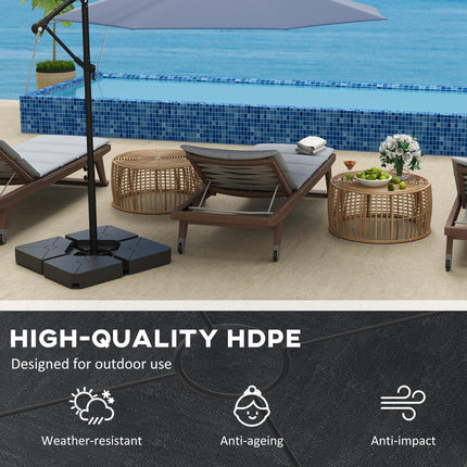 Set of 4 Heavy Duty Umbrella Weights for Cantilever Parasols 64kg Sand or 55kg Water Filled - Black