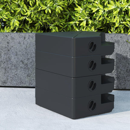Set of 4 Heavy Duty Umbrella Weights for Cantilever Parasols 64kg Sand or 55kg Water Filled - Black
