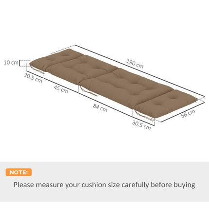 Set of 2 Sun Lounger Cushions with High-Resilience Foam - Khaki