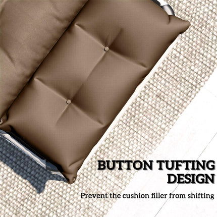 Set of 2 Sun Lounger Cushions with High-Resilience Foam - Khaki