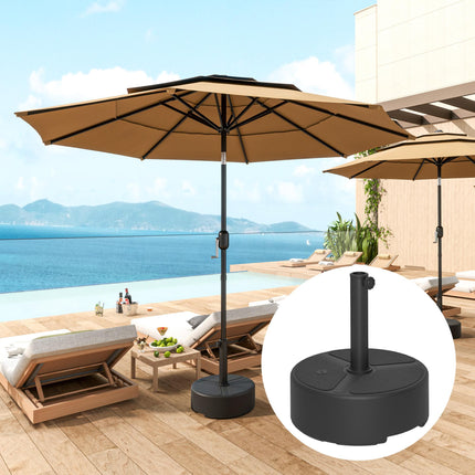 Heavy Duty Round Garden Parasol Base for 38-48mm Poles - Black