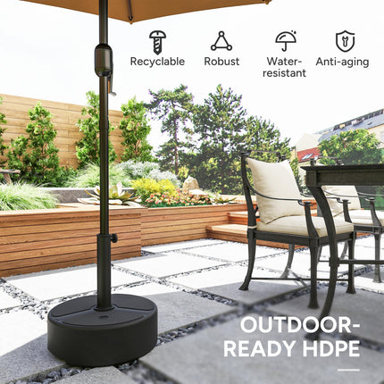 Heavy Duty Round Garden Parasol Base for 38-48mm Poles - Black