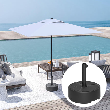Heavy Duty Round Garden Parasol Base for 38-48mm Poles - Black