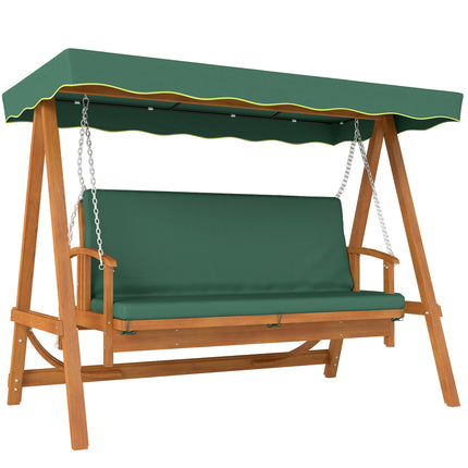3 Seater 2-in-1 Wooden Garden Swing Seat Swing Chair Outdoor Convertible Hammock