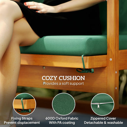 3 Seater 2-in-1 Wooden Garden Swing Seat Swing Chair Outdoor Convertible Hammock