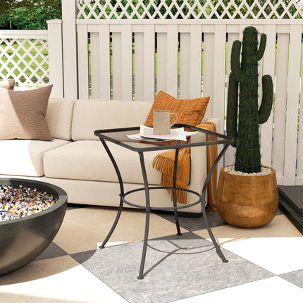 60cm Square Outdoor Metal Garden Table with Mesh Top - Black