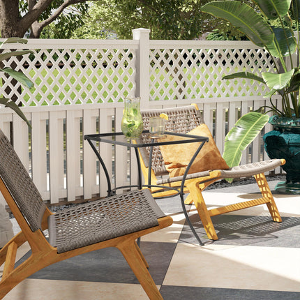 60cm Square Outdoor Metal Garden Table with Mesh Top - Black