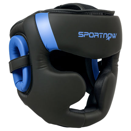 Boxing Headguard with Adjustable Strap for Full Face Protection Kickboxing Martial Arts - Blue