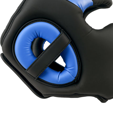 Boxing Headguard with Adjustable Strap for Full Face Protection Kickboxing Martial Arts - Blue