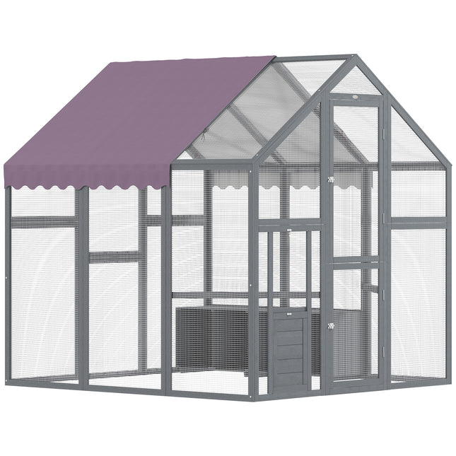 Large Walk-In Chicken Run for 6-8 Chickens with Waterproof UV Cover 5.5' x 6' x 6' - Purple/Grey