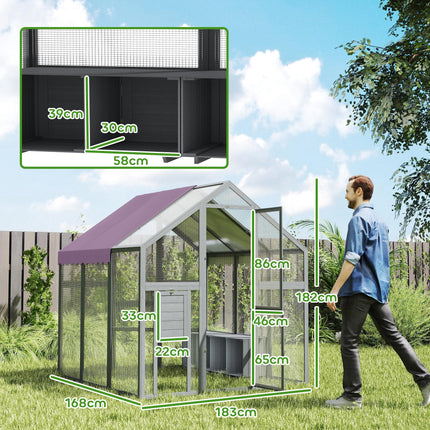 Large Walk-In Chicken Run for 6-8 Chickens with Waterproof UV Cover 5.5' x 6' x 6' - Purple/Grey
