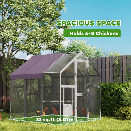 Large Walk-In Chicken Run for 6-8 Chickens with Waterproof UV Cover 5.5' x 6' x 6' - Purple/Grey
