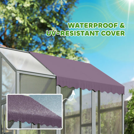 Large Walk-In Chicken Run for 6-8 Chickens with Waterproof UV Cover 5.5' x 6' x 6' - Purple/Grey