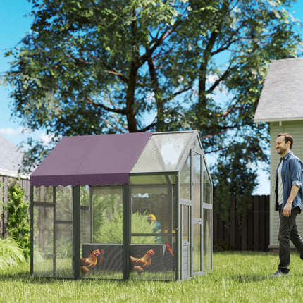 Large Walk-In Chicken Run for 6-8 Chickens with Waterproof UV Cover 5.5' x 6' x 6' - Purple/Grey
