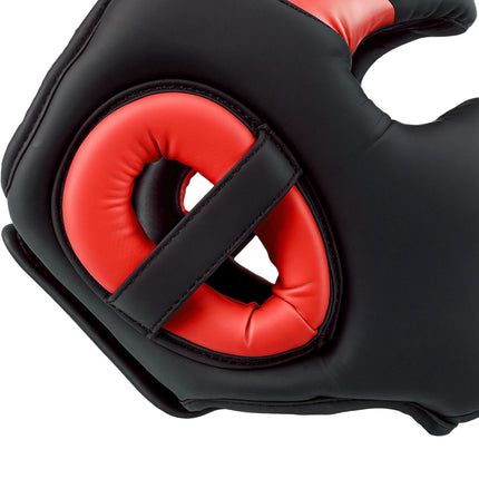 Boxing Headguard with Adjustable Strap for Full Face Protection Kickboxing Sparring Martial Arts - Red