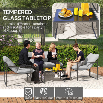 Four-Piece Relaxed Back Garden Dining Set - Black/Light Grey