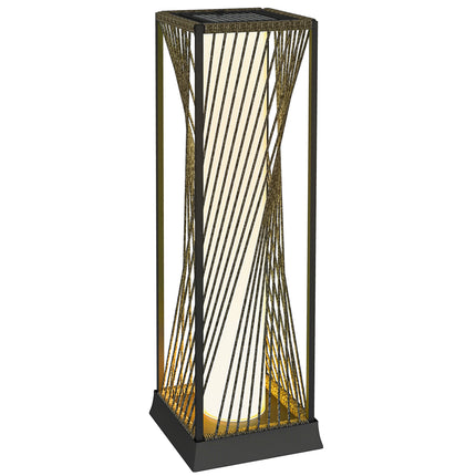 77 cm Solar Rattan Garden Floor Lamp with Auto On/Off LED Lights, IP44 Waterproof - Grey