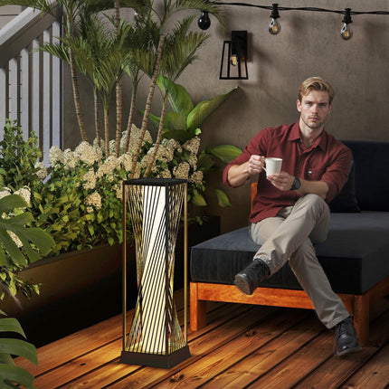 77 cm Solar Rattan Garden Floor Lamp with Auto On/Off LED Lights, IP44 Waterproof - Grey