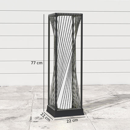 77 cm Solar Rattan Garden Floor Lamp with Auto On/Off LED Lights, IP44 Waterproof - Grey