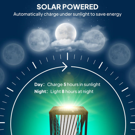 77 cm Solar Rattan Garden Floor Lamp with Auto On/Off LED Lights, IP44 Waterproof - Grey
