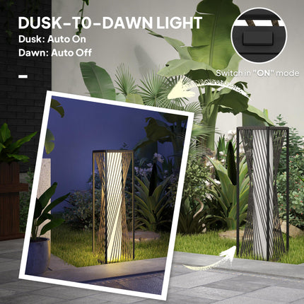 77 cm Solar Rattan Garden Floor Lamp with Auto On/Off LED Lights, IP44 Waterproof - Grey