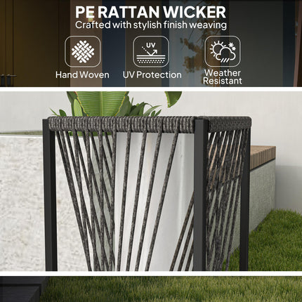 77 cm Solar Rattan Garden Floor Lamp with Auto On/Off LED Lights, IP44 Waterproof - Grey