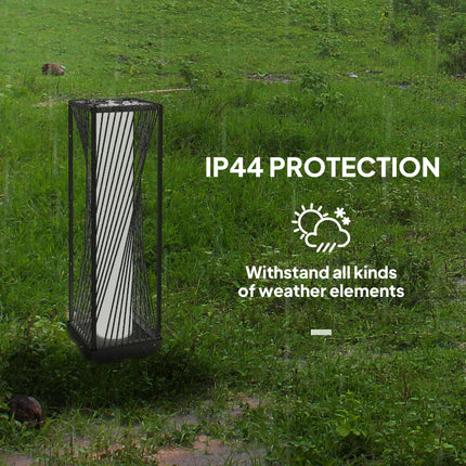 77 cm Solar Rattan Garden Floor Lamp with Auto On/Off LED Lights, IP44 Waterproof - Grey