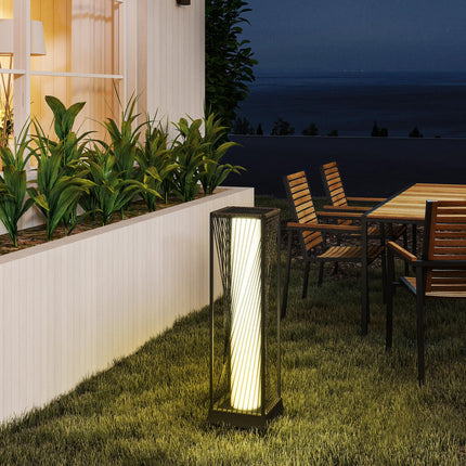 77 cm Solar Rattan Garden Floor Lamp with Auto On/Off LED Lights, IP44 Waterproof - Grey