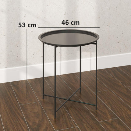 Steel Removable Tray Top Garden Table with Foldable Legs - Black