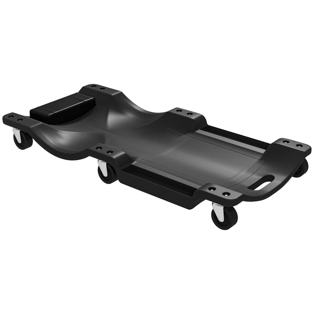 Mechanic Vehicle Creeper with Padded Headrest and Tool Tray for Car Repair - Black